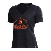 USC Trojans Women's Under Armour Black Performance Cotton V-Neck T-Shirt